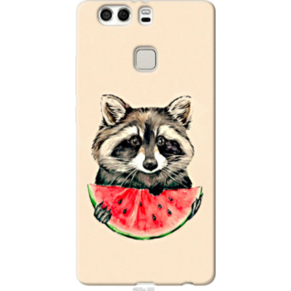 Чехол на Huawei P9 Plus Енотик с арбузом (4605u-300)