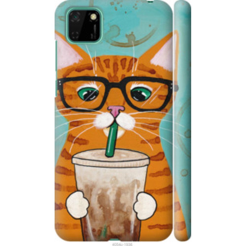 Чехол на Huawei Y5p Зеленоглазый кот в очках (4054c-1936)