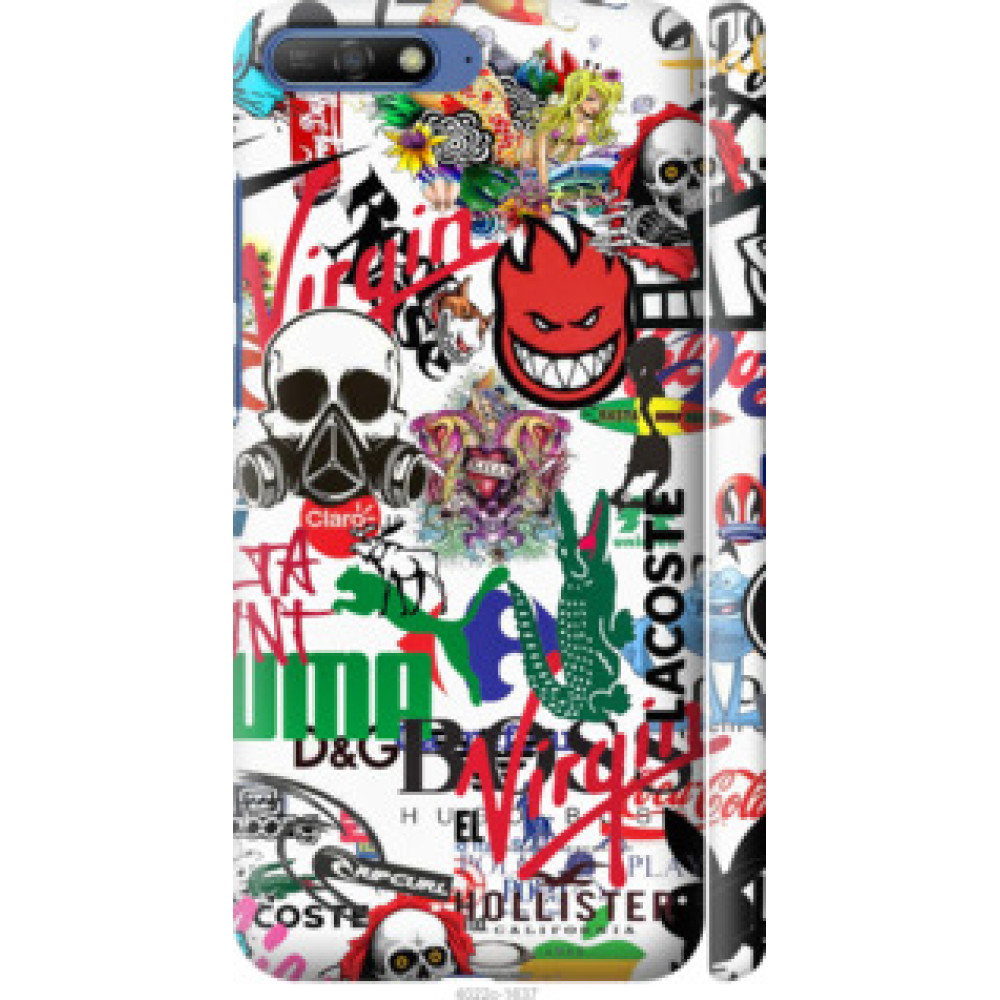 Чехол на Huawei Y6 2018 Many different logos (4022c-1637)