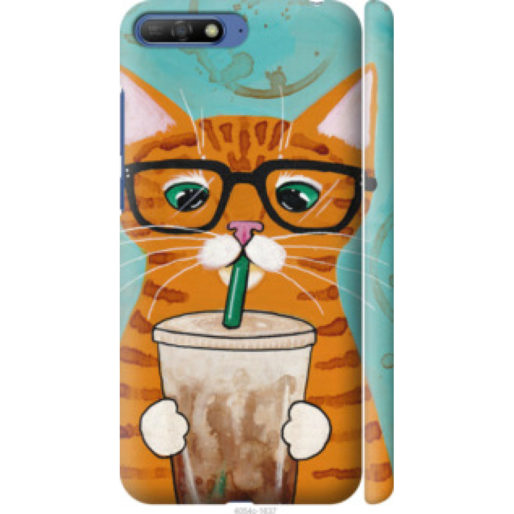 Чехол на Huawei Y6 2018 Зеленоглазый кот в очках (4054c-1637)