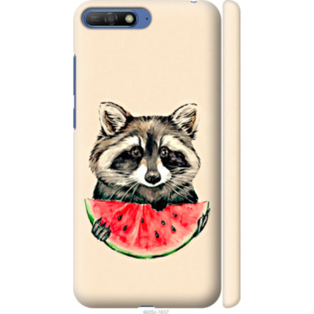 Чехол на Huawei Y6 2018 Енотик с арбузом (4605c-1637)