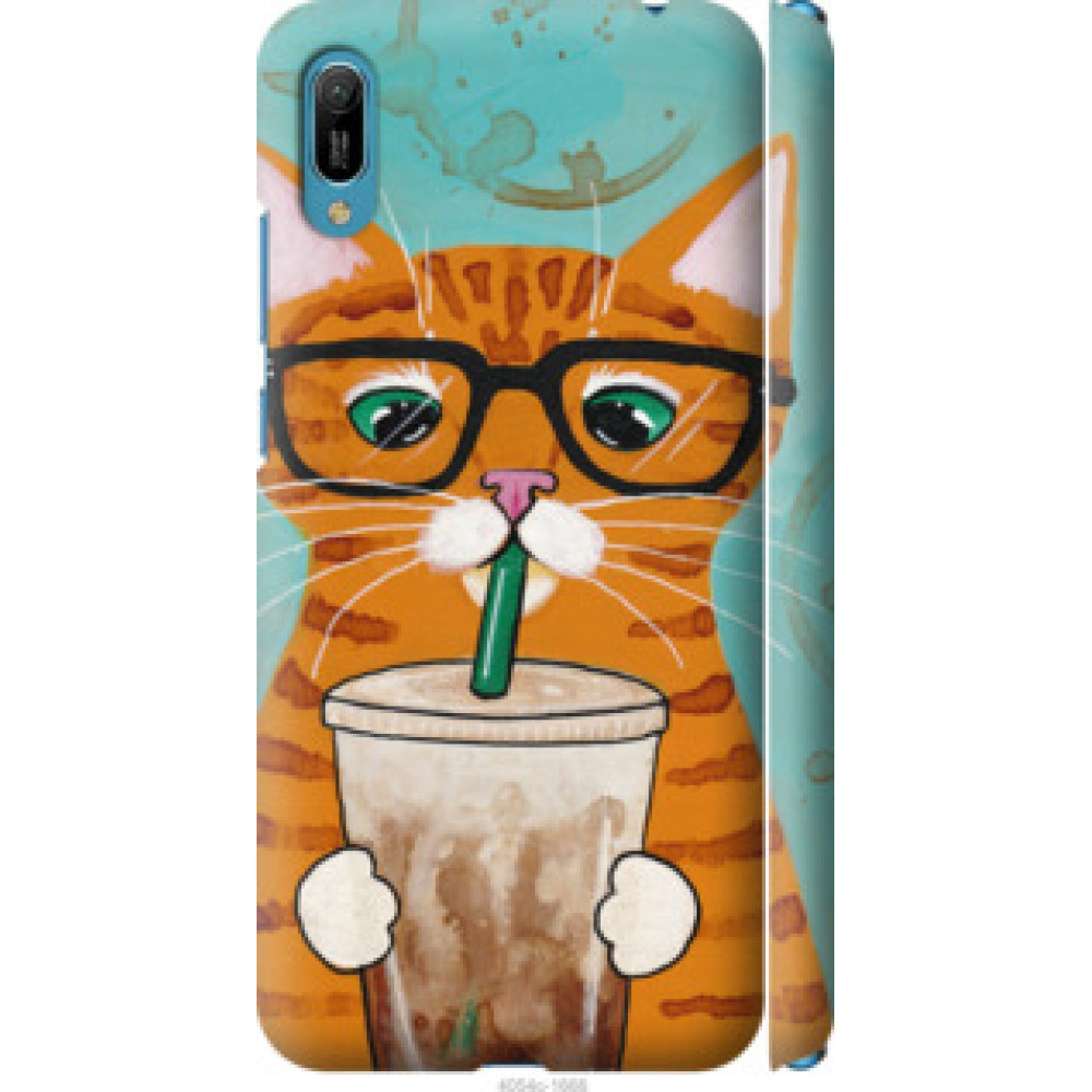 Чехол на Huawei Y6 2019 Зеленоглазый кот в очках (4054c-1666)