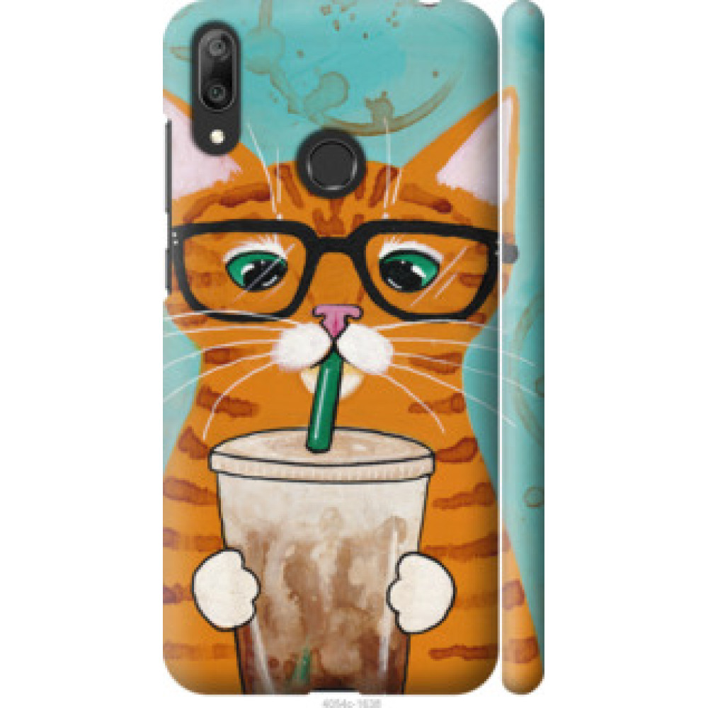 Чехол на Huawei Y7 2019 Зеленоглазый кот в очках (4054c-1638)