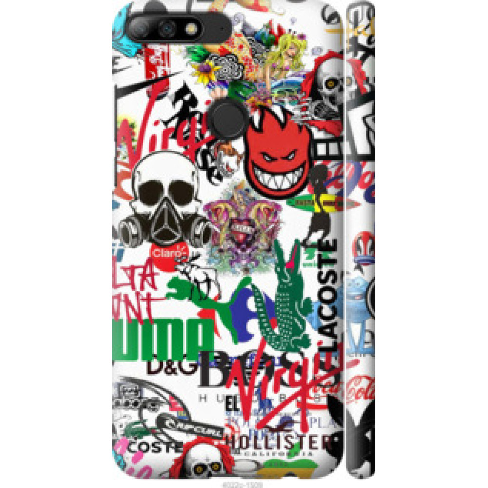 Чехол на Huawei Honor 7C Pro Many different logos (4022c-2070)