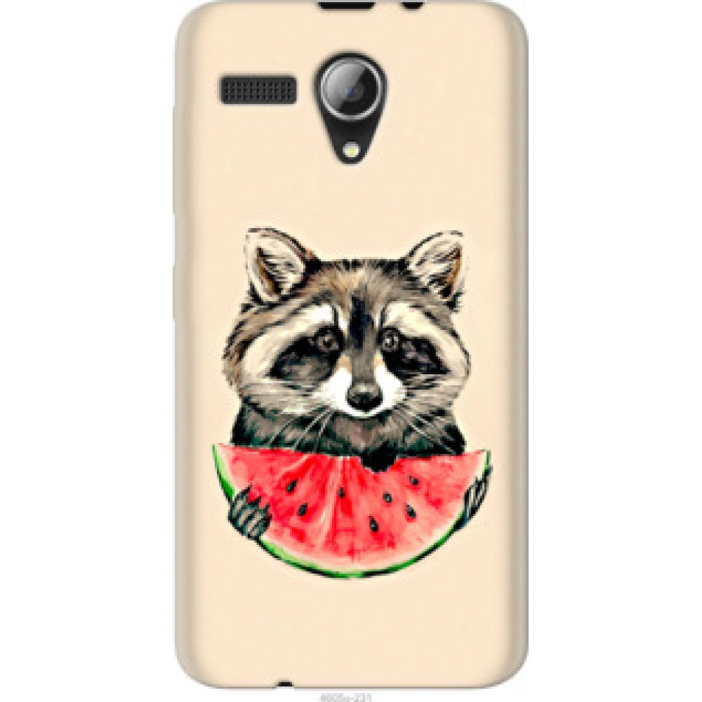 Чехол на Lenovo A606 Енотик с арбузом (4605u-231)