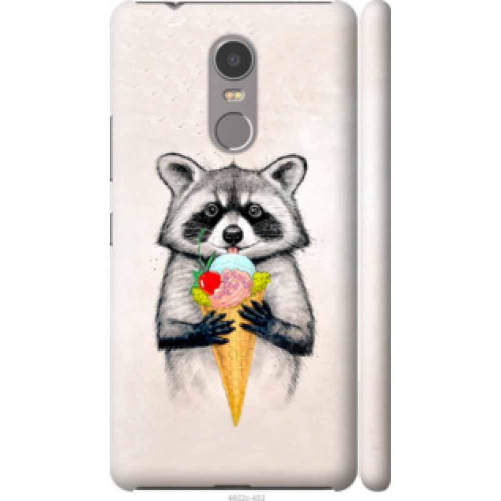 Чехол на Lenovo K6 Note Енотик с мороженым (4602c-453)