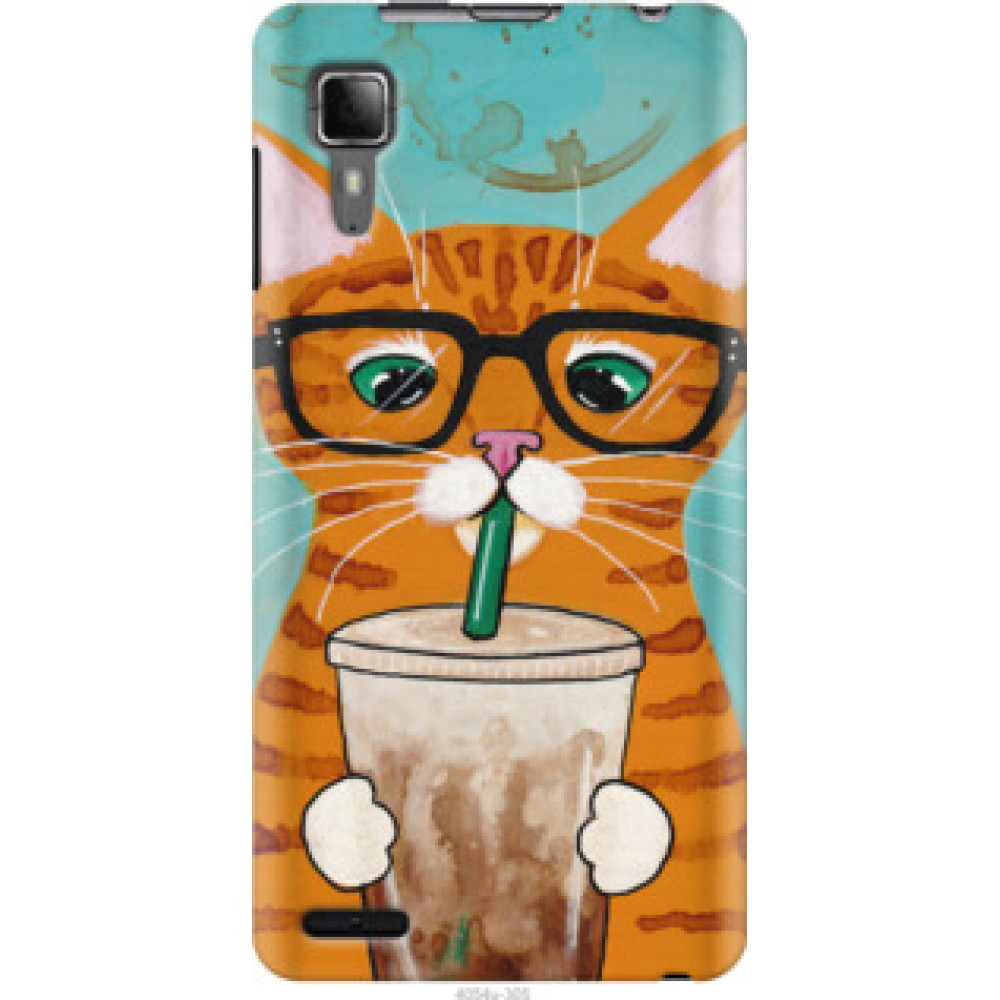 Чохол на Lenovo P780 Зеленоглазый кот в очках (4054u-305)