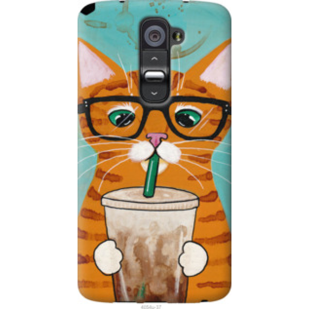 Чехол на LG G2 Зеленоглазый кот в очках (4054u-37)