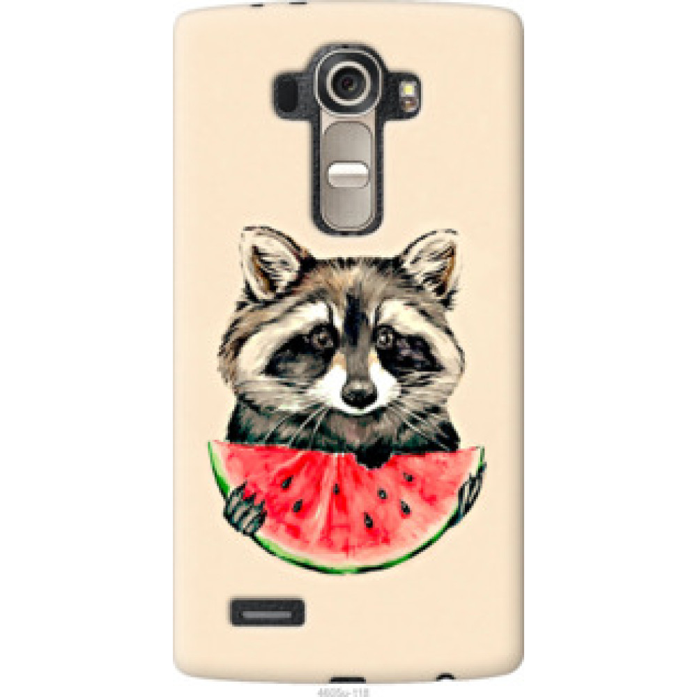 Чехол на LG G4 H815 Енотик с арбузом (4605u-118)