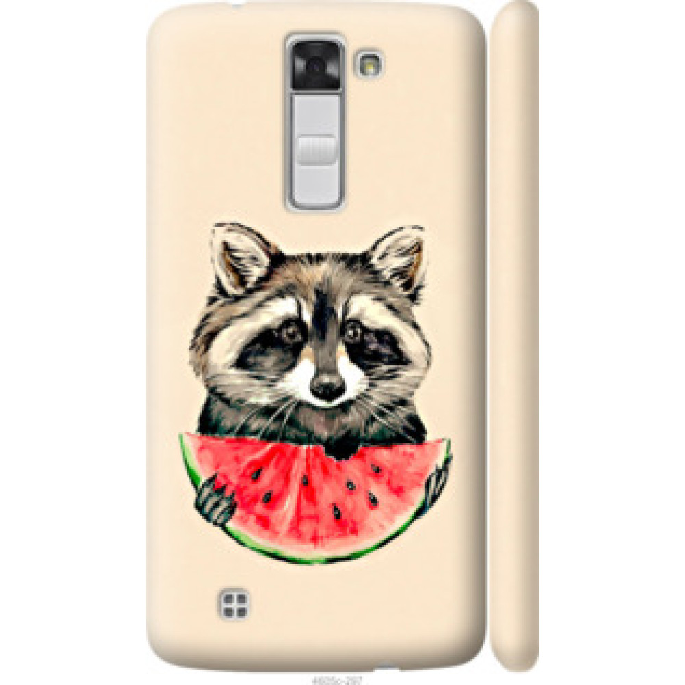 Чехол на LG K8 K350E Енотик с арбузом (4605c-297)