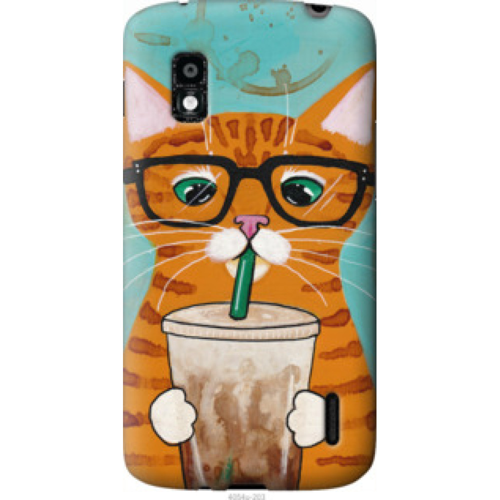 Чехол на LG Nexus 4 E960 Зеленоглазый кот в очках (4054u-203)