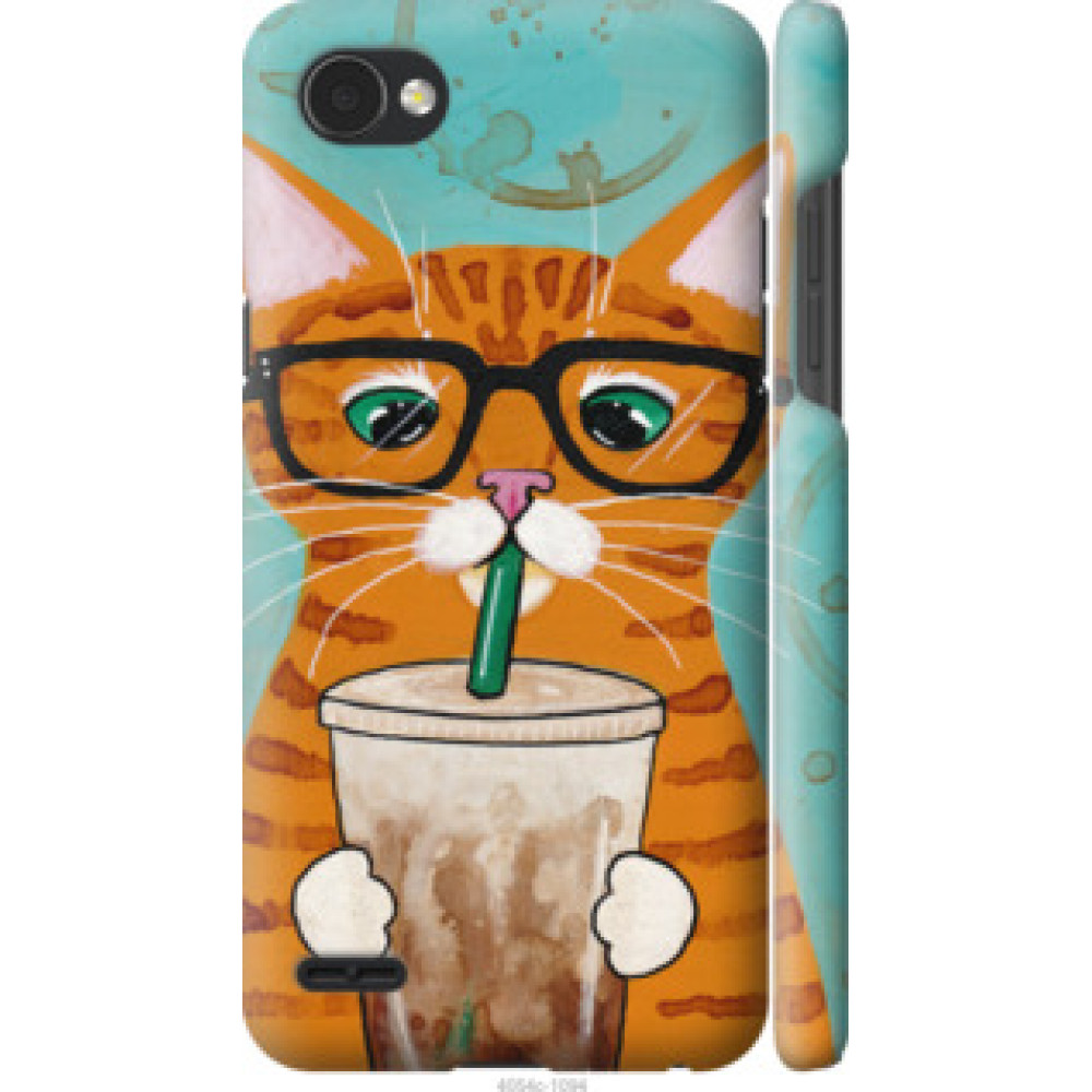 Чехол на LG Q6 Зеленоглазый кот в очках (4054c-1094)