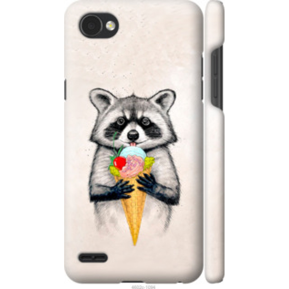 Чехол на LG Q6 Енотик с мороженым (4602c-1094)
