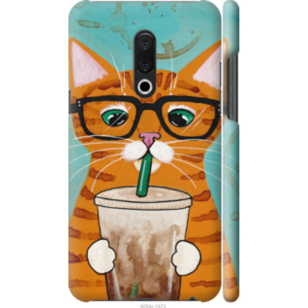 Чехол на Meizu 15 Plus Зеленоглазый кот в очках (4054c-1473)