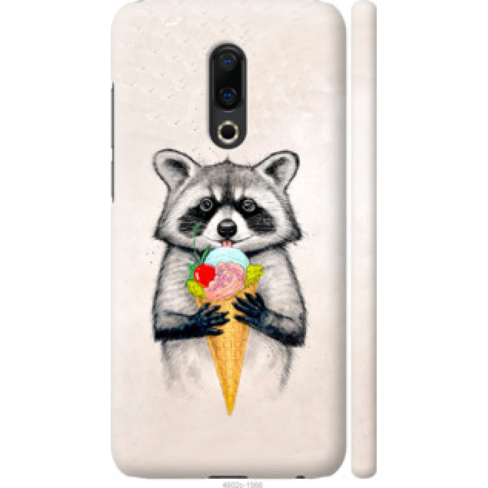 Чехол на Meizu 16 Plus Енотик с мороженым (4602c-1566)