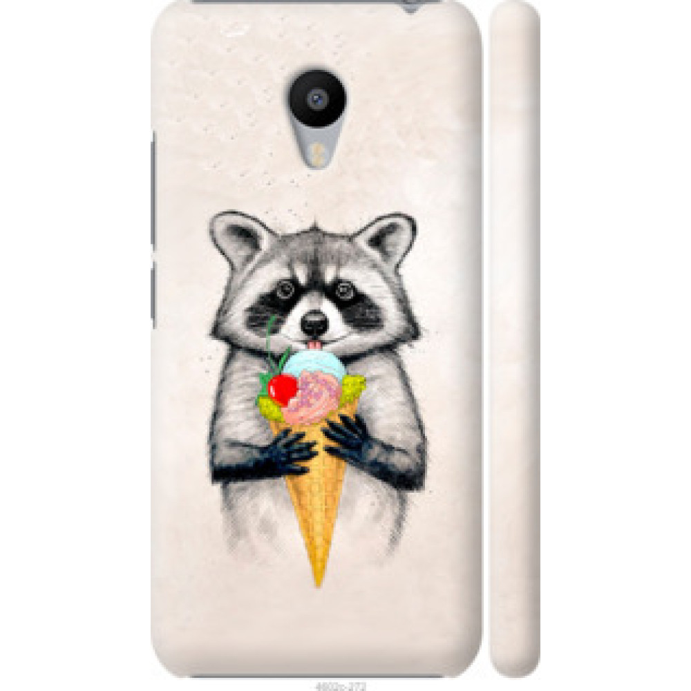 Чехол на Meizu M3 Енотик с мороженым (4602c-272)