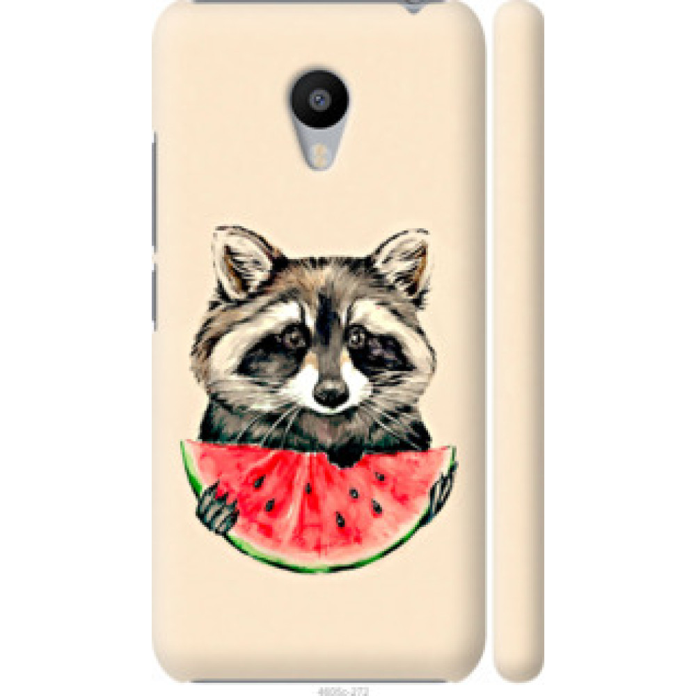 Чехол на Meizu M3 Енотик с арбузом (4605c-272)