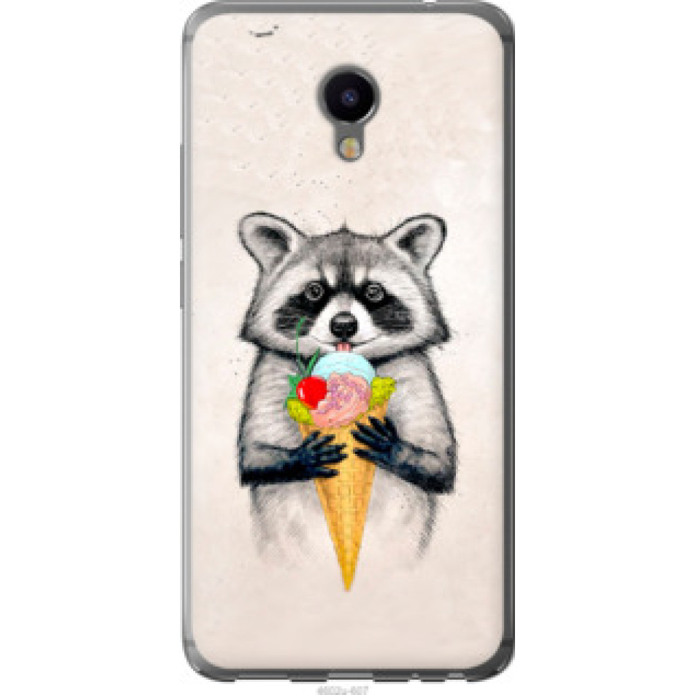 Чохол на Meizu M3e Енотик с мороженым (4602u-607)