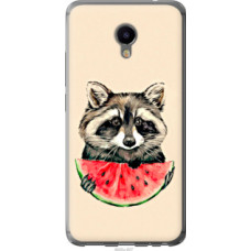 Чехол на Meizu M3e Енотик с арбузом (4605u-607)