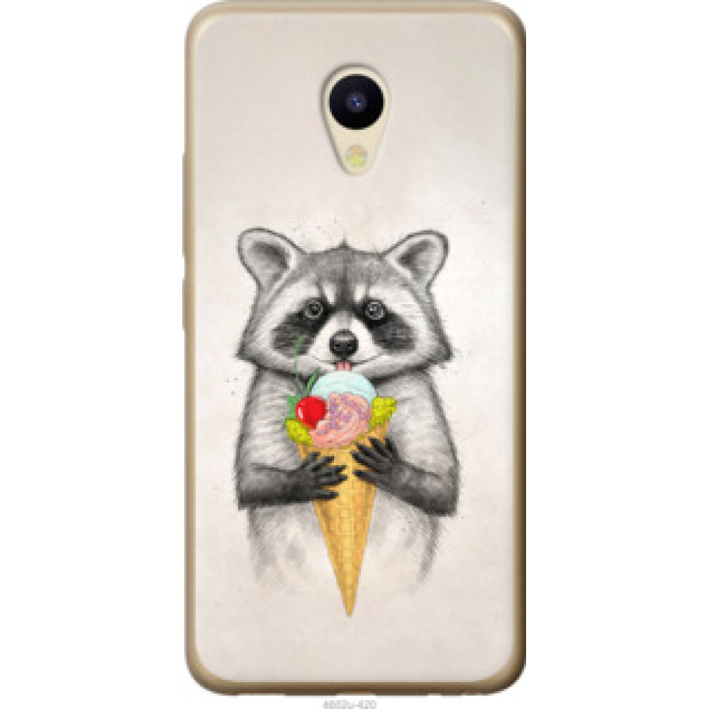 Чохол на Meizu M5 Енотик с мороженым (4602u-420)