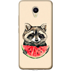 Чехол на Meizu M5 Енотик с арбузом (4605u-420)