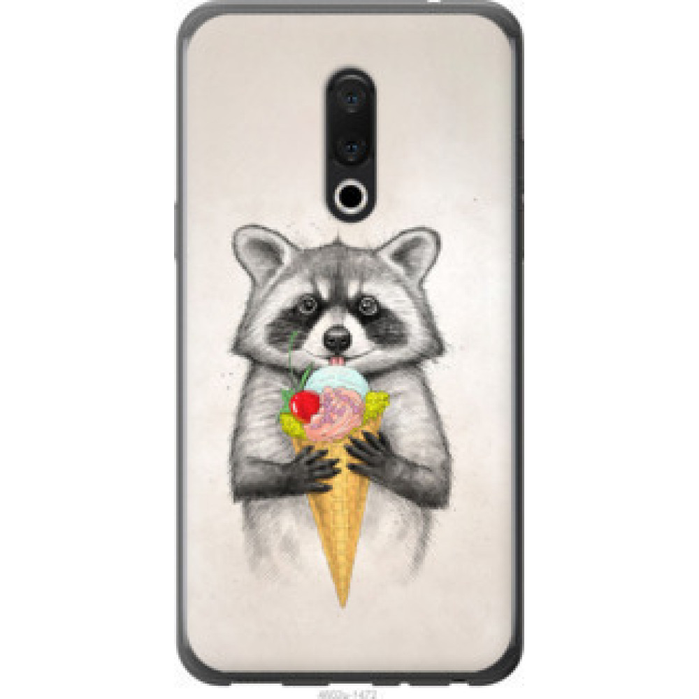 Чехол на Meizu 15 Енотик с мороженым (4602u-1472)
