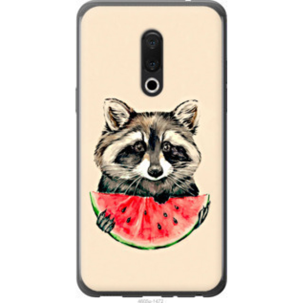 Чохол на Meizu 15 Енотик с арбузом (4605u-1472)