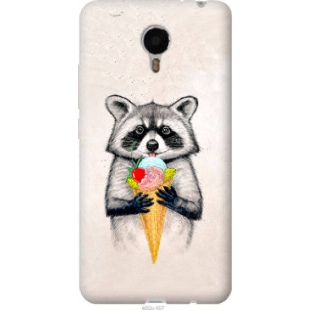 Чохол на Meizu Metal Енотик с мороженым (4602u-507)