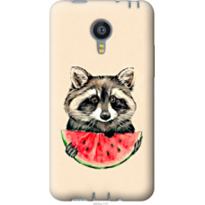 Чехол на Meizu MX4 Енотик с арбузом (4605u-131)