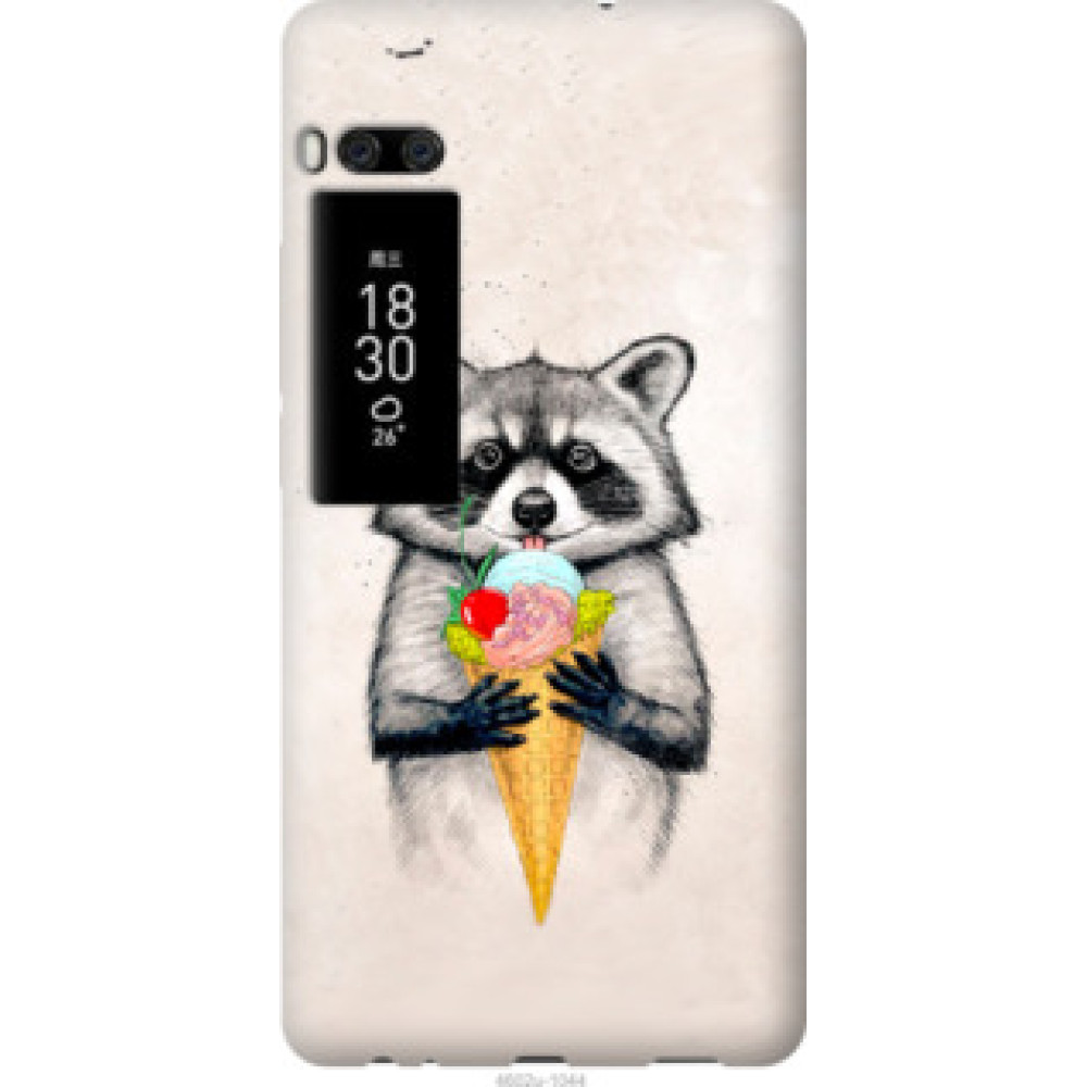 Чохол на Meizu Pro 7 Енотик с мороженым (4602u-1044)
