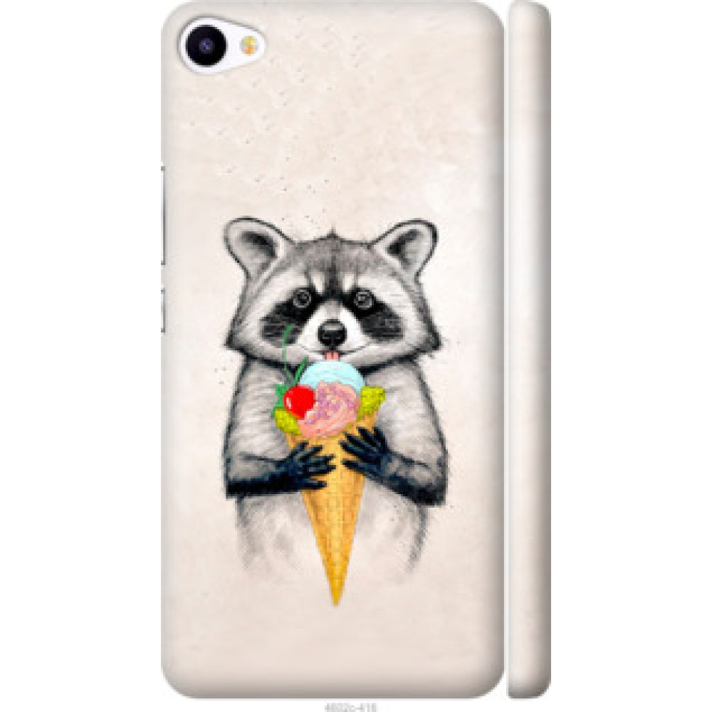 Чехол на Meizu U20 Енотик с мороженым (4602c-416)