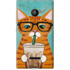 Чехол на Microsoft Lumia 435 Зеленоглазый кот в очках (4054u-673)