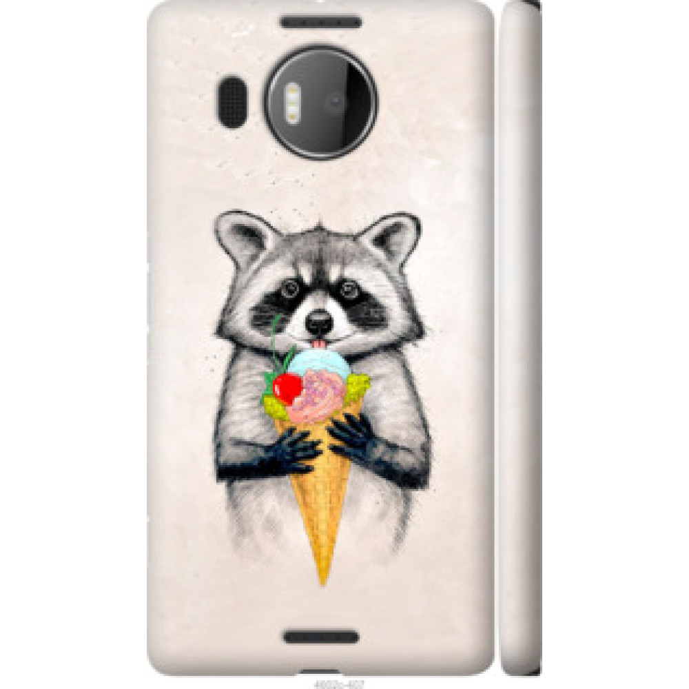 Чехол на Microsoft Lumia 950 XL Dual Sim Енотик с мороженым (4602c-407)
