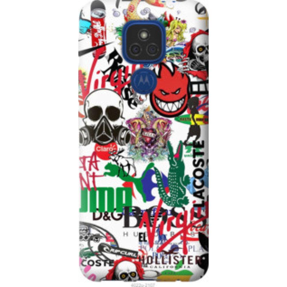 Чехол на Motorola E7 Plus Many different logos (4022u-2107)