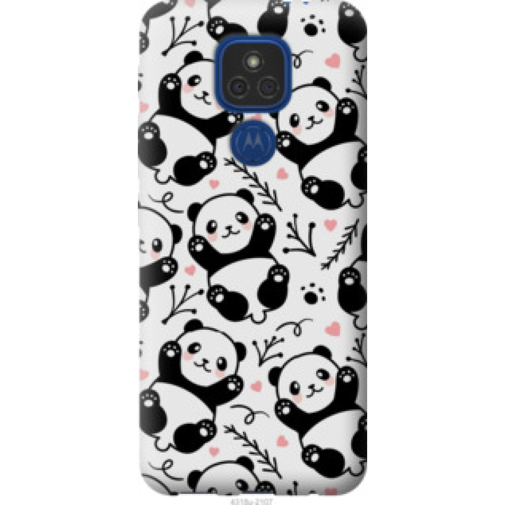 Чохол на Motorola E7 Plus Панды (4318u-2107)