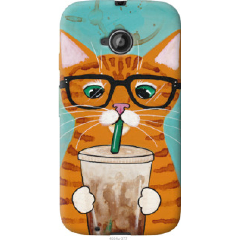 Чехол на Motorola Moto E2 Зеленоглазый кот в очках (4054u-377)