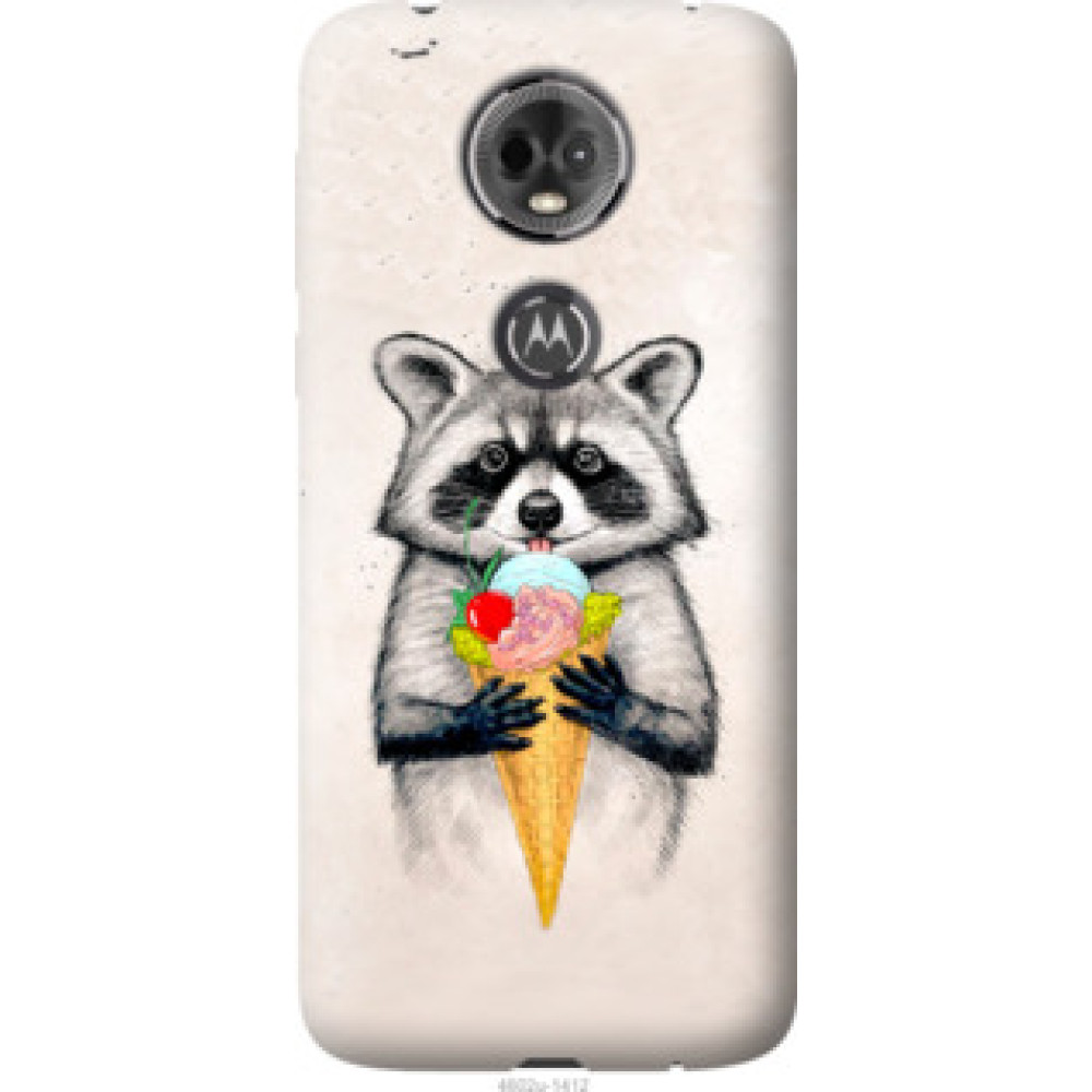 Чехол на Motorola Moto E5 Plus Енотик с мороженым (4602u-1412)