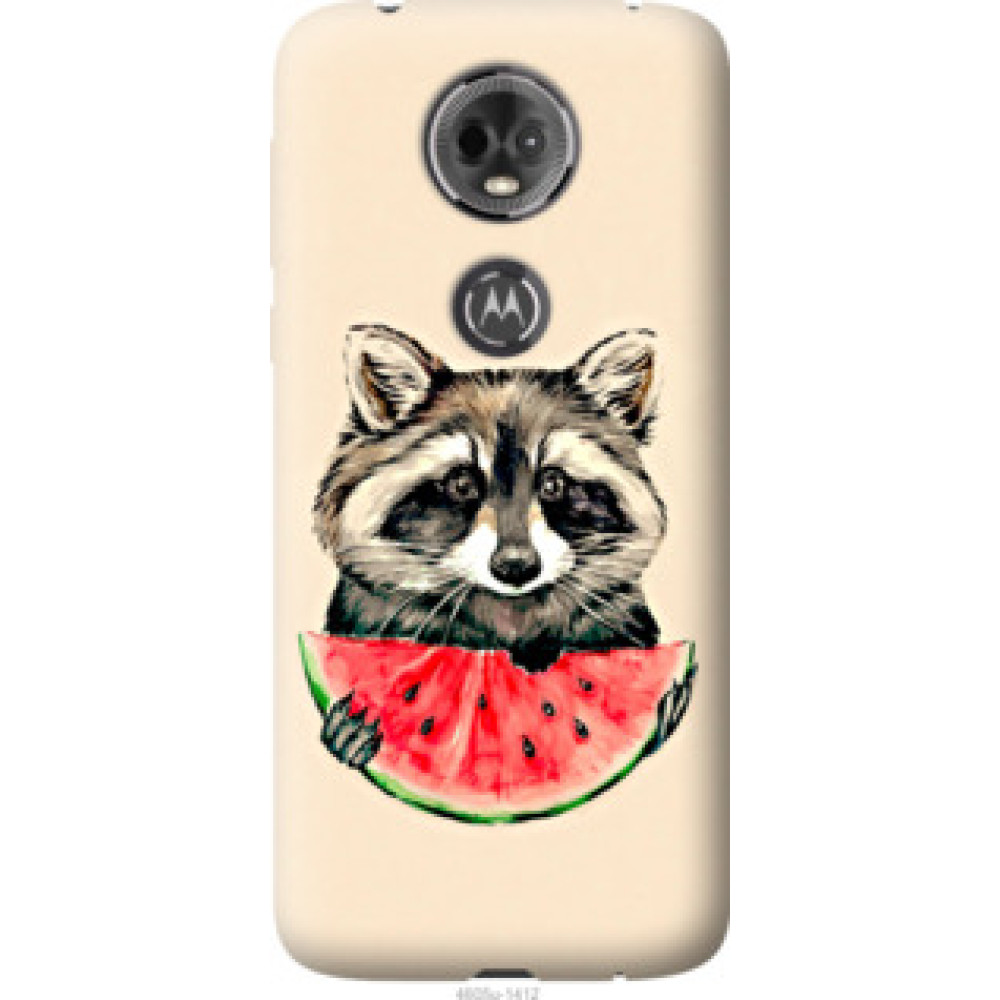 Чехол на Motorola Moto E5 Plus Енотик с арбузом (4605u-1412)