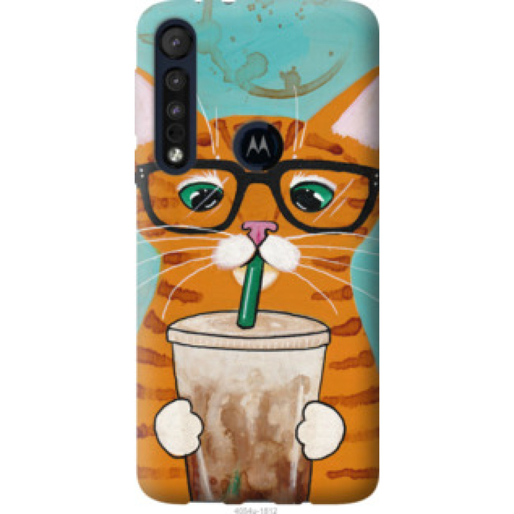 Чехол на Motorola One Macro Зеленоглазый кот в очках (4054u-1812)