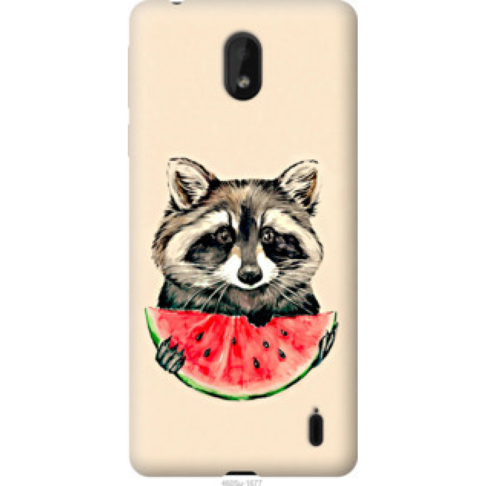 Чохол на Nokia 1 Plus Енотик с арбузом (4605u-1677)