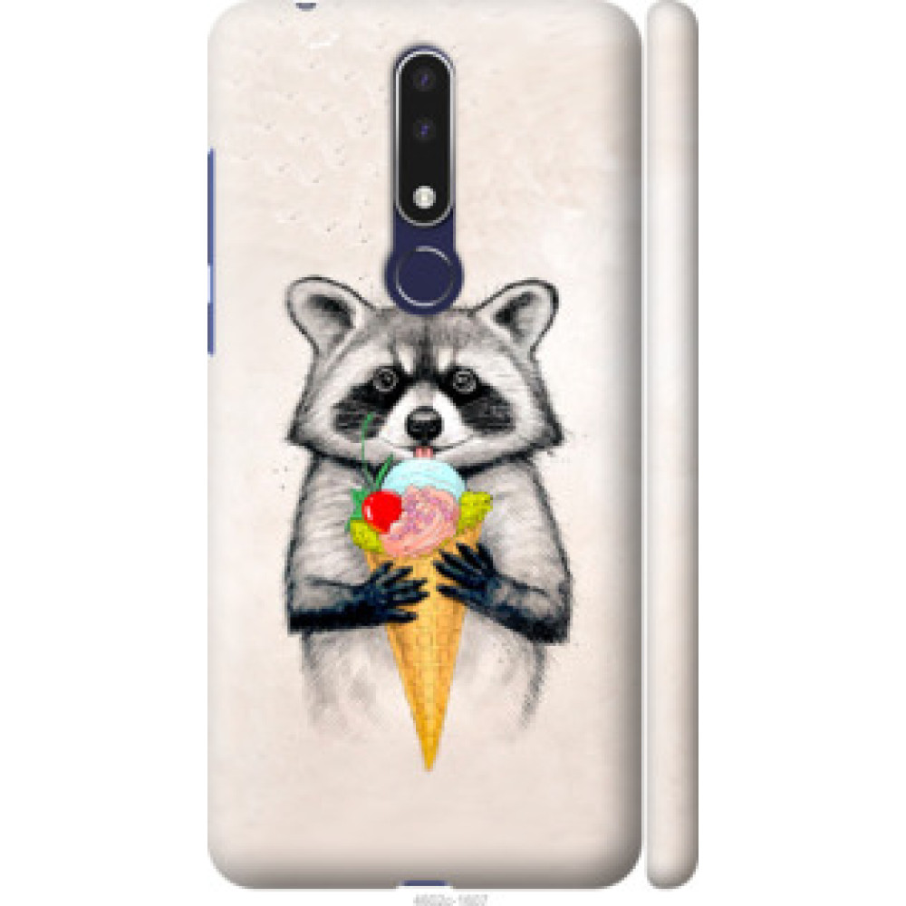 Чехол на Nokia 3.1 Plus Енотик с мороженым (4602c-1607)