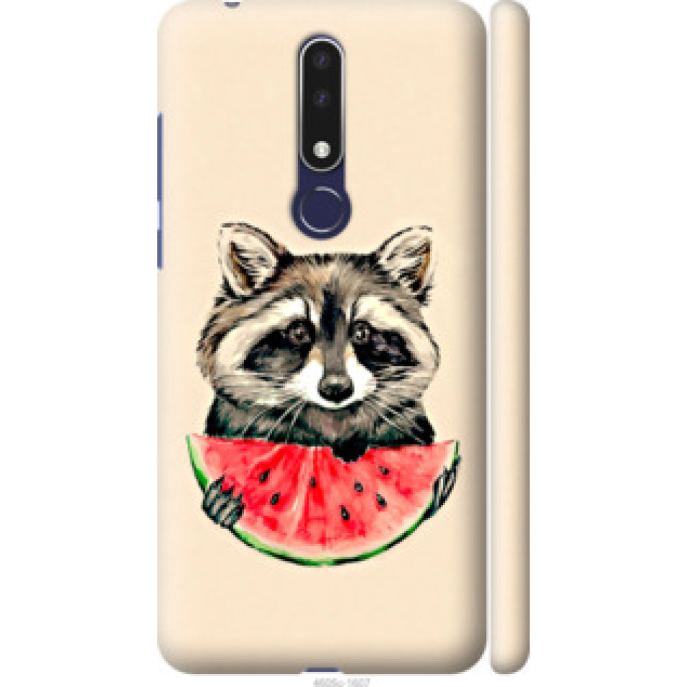 Чехол на Nokia 3.1 Plus Енотик с арбузом (4605c-1607)