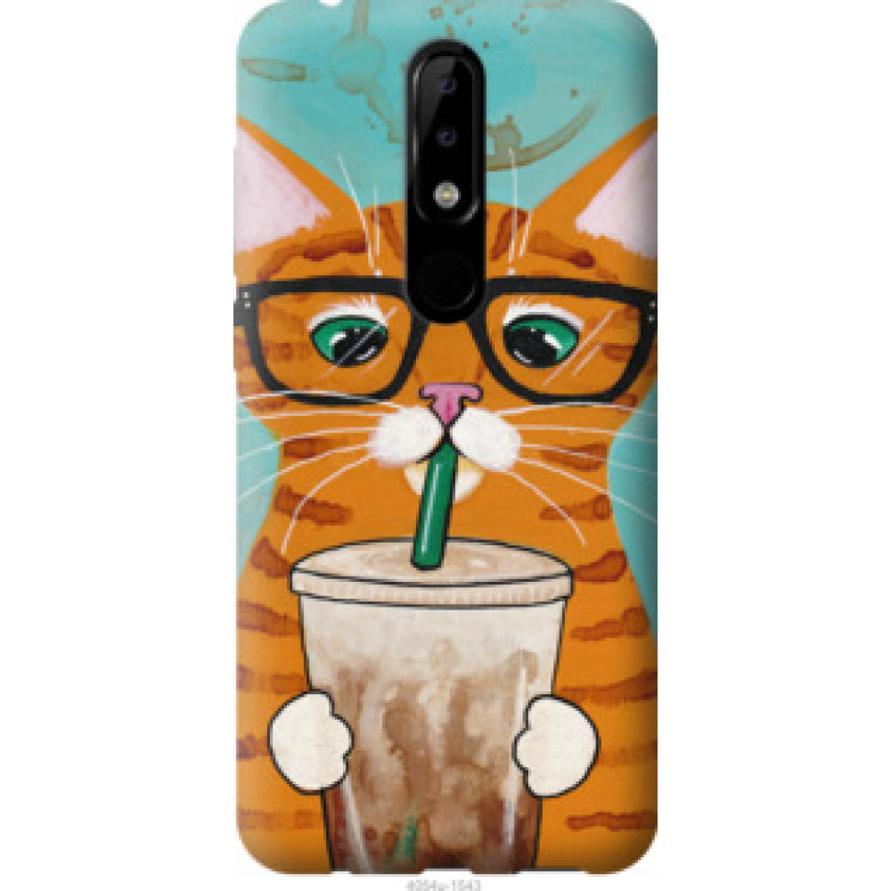 Чехол на Nokia 5.1 Plus Зеленоглазый кот в очках (4054u-1543)