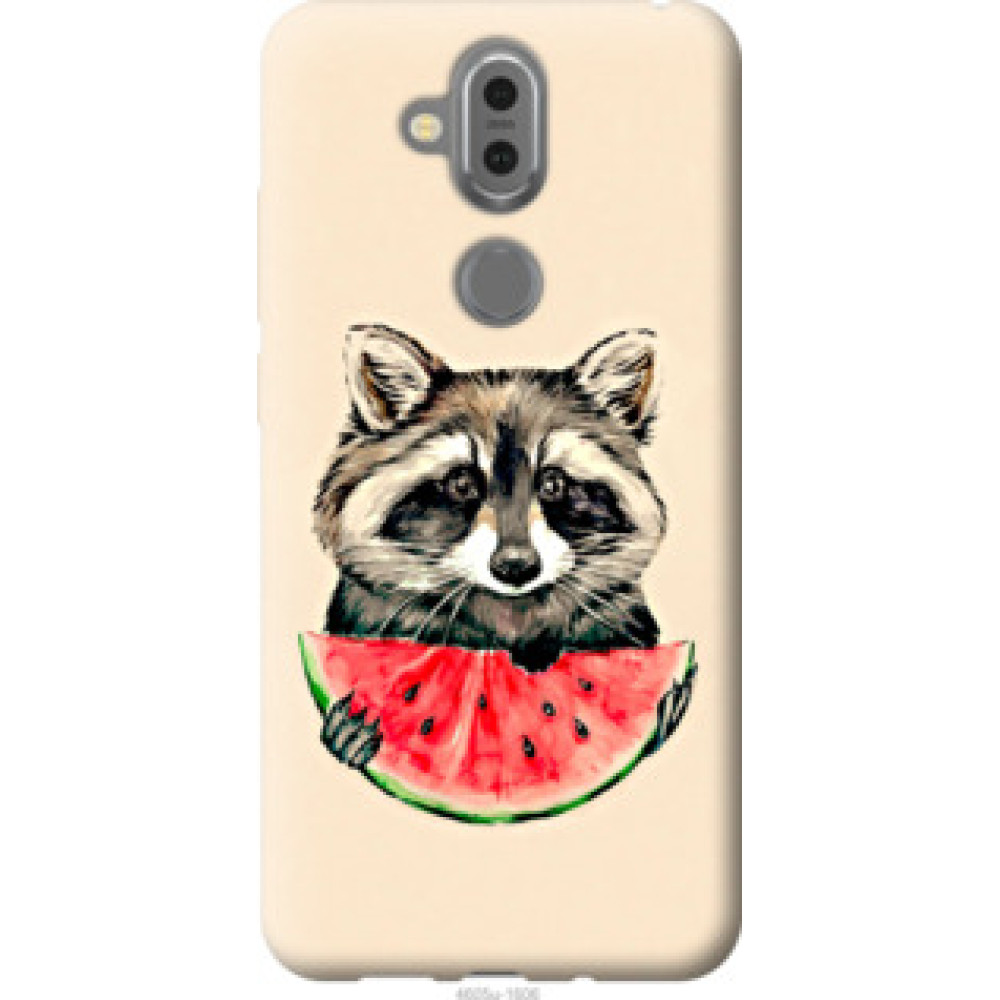 Чохол на Nokia 7.1 Plus Енотик с арбузом (4605u-1606)