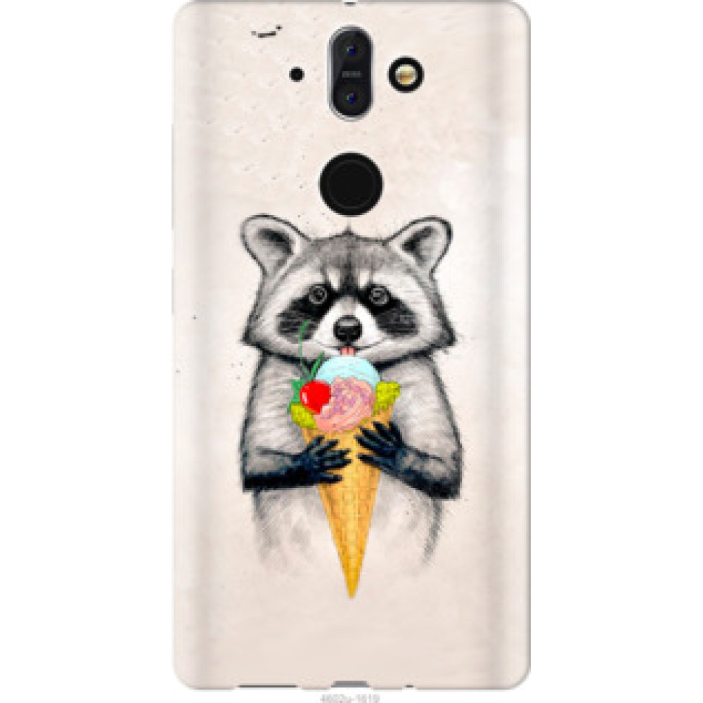 Чехол на Nokia 8 Sirocco Енотик с мороженым (4602u-1619)