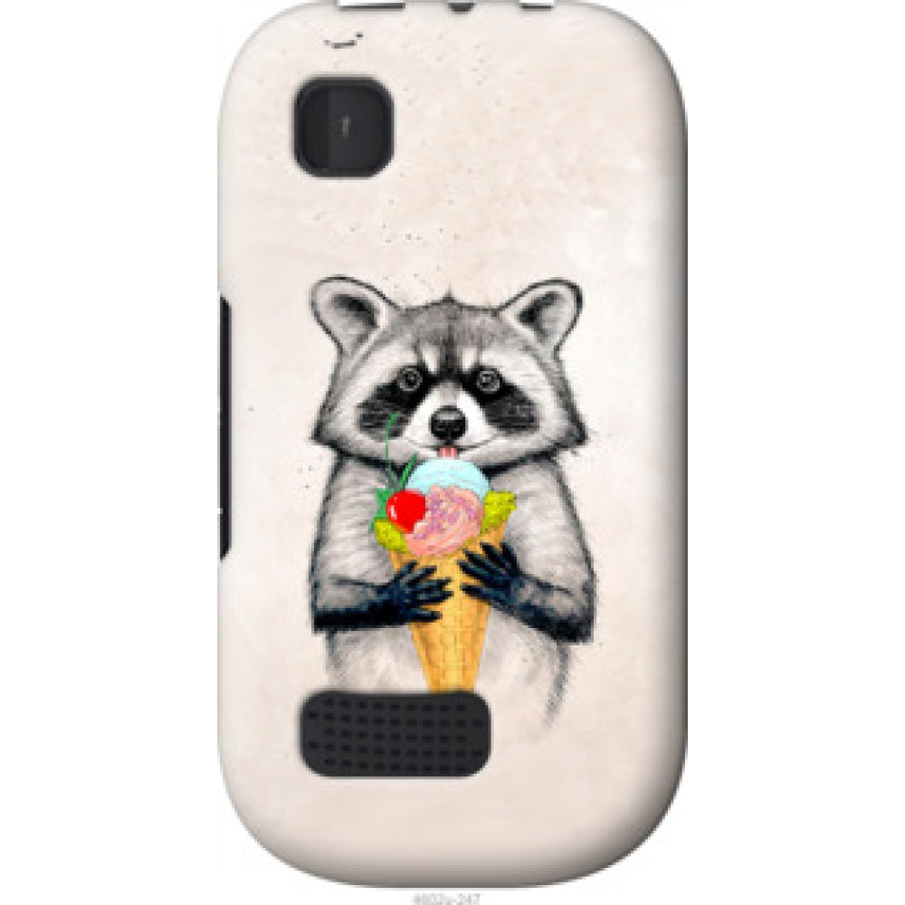Чехол на Nokia Asha 200 Енотик с мороженым (4602u-247)