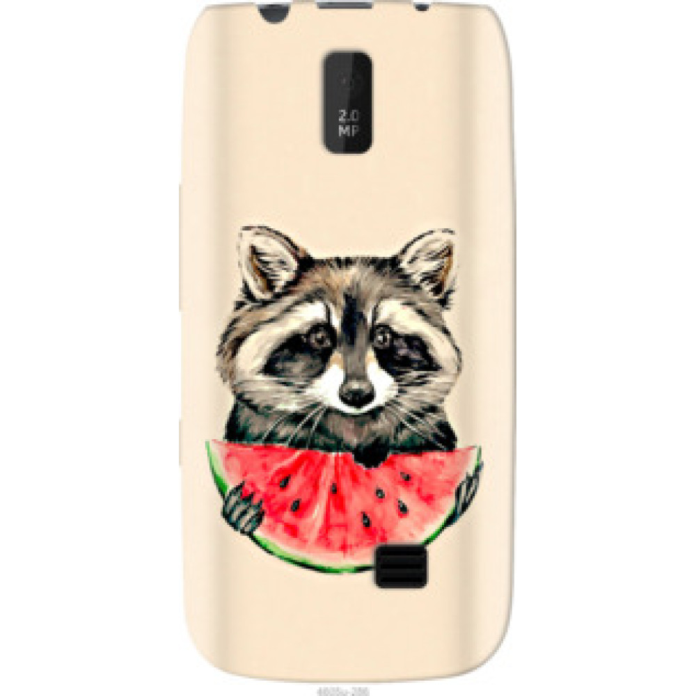 Чохол на Nokia Asha 308/309 Енотик с арбузом (4605u-286)