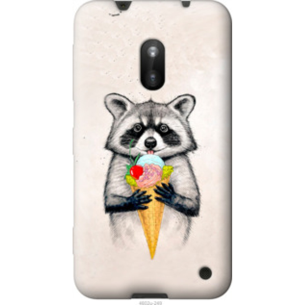 Чохол на Nokia Lumia 620 Енотик с мороженым (4602u-249)