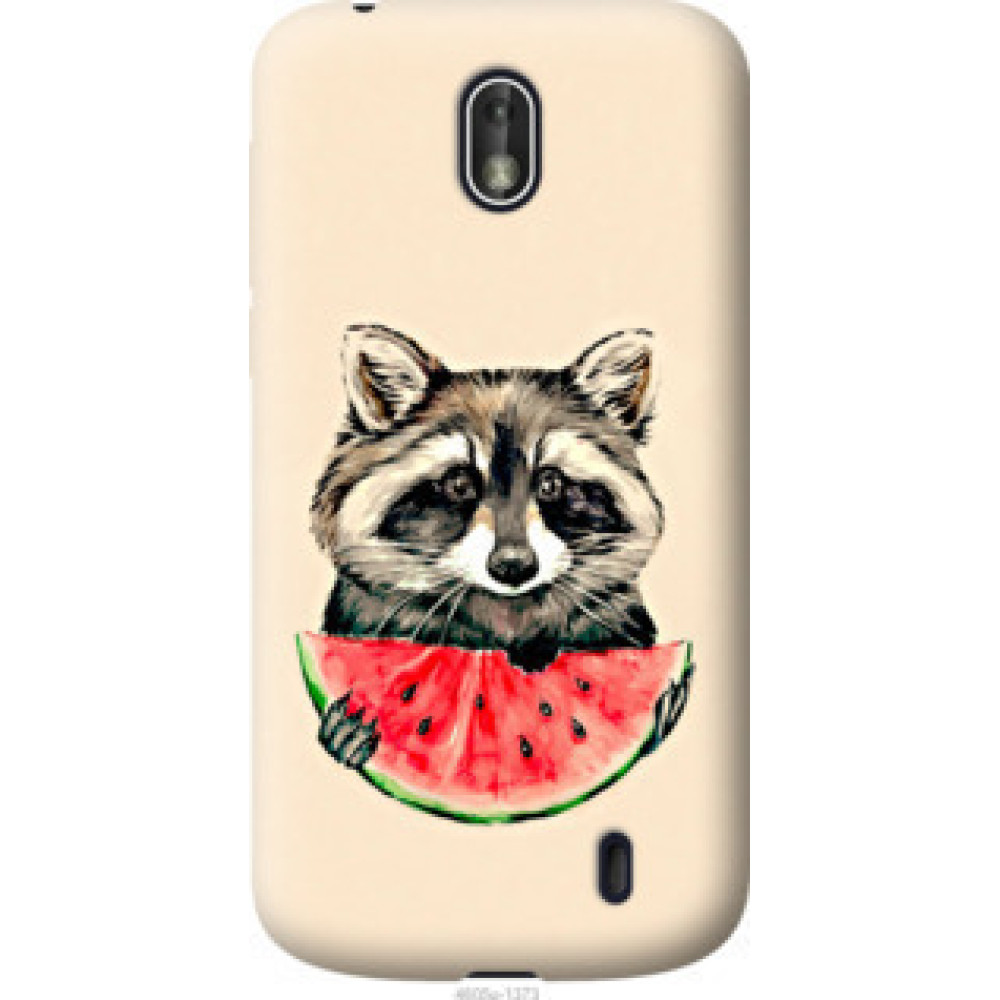 Чохол на Nokia 1 Енотик с арбузом (4605u-1373)