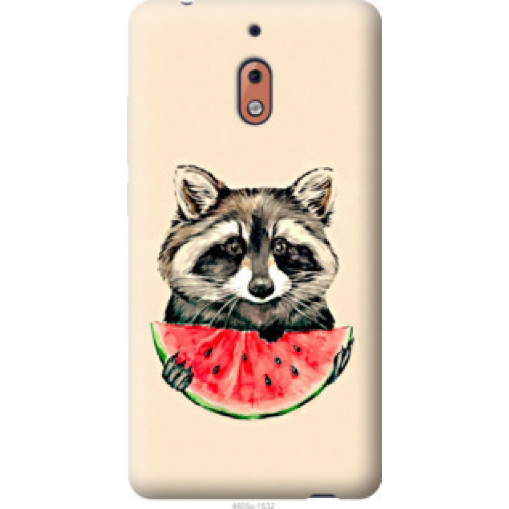 Чохол на Nokia 2.1 Енотик с арбузом (4605u-1532)